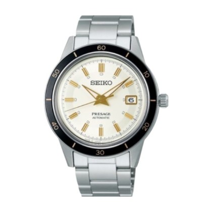 SEIKO PRESAGE SRPG03J1 GOLD DIAL DATE FUNCTION 5ATM STAINLESS STEEL STRAP ANALOG MEN WATCH
